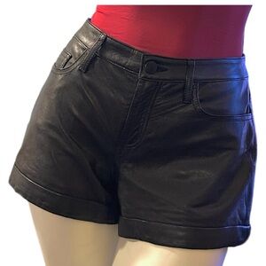 Theory Rizda Cuffed Lambskin leather shorts, Size 2